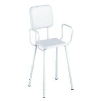 Shower Stool w/ Arms, Padded Seat & Back - 125 kg